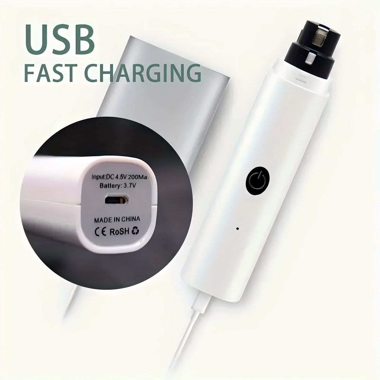 Electric Pet Nail Grinder USB Rechargeable Cat & Dog Nail Clipper