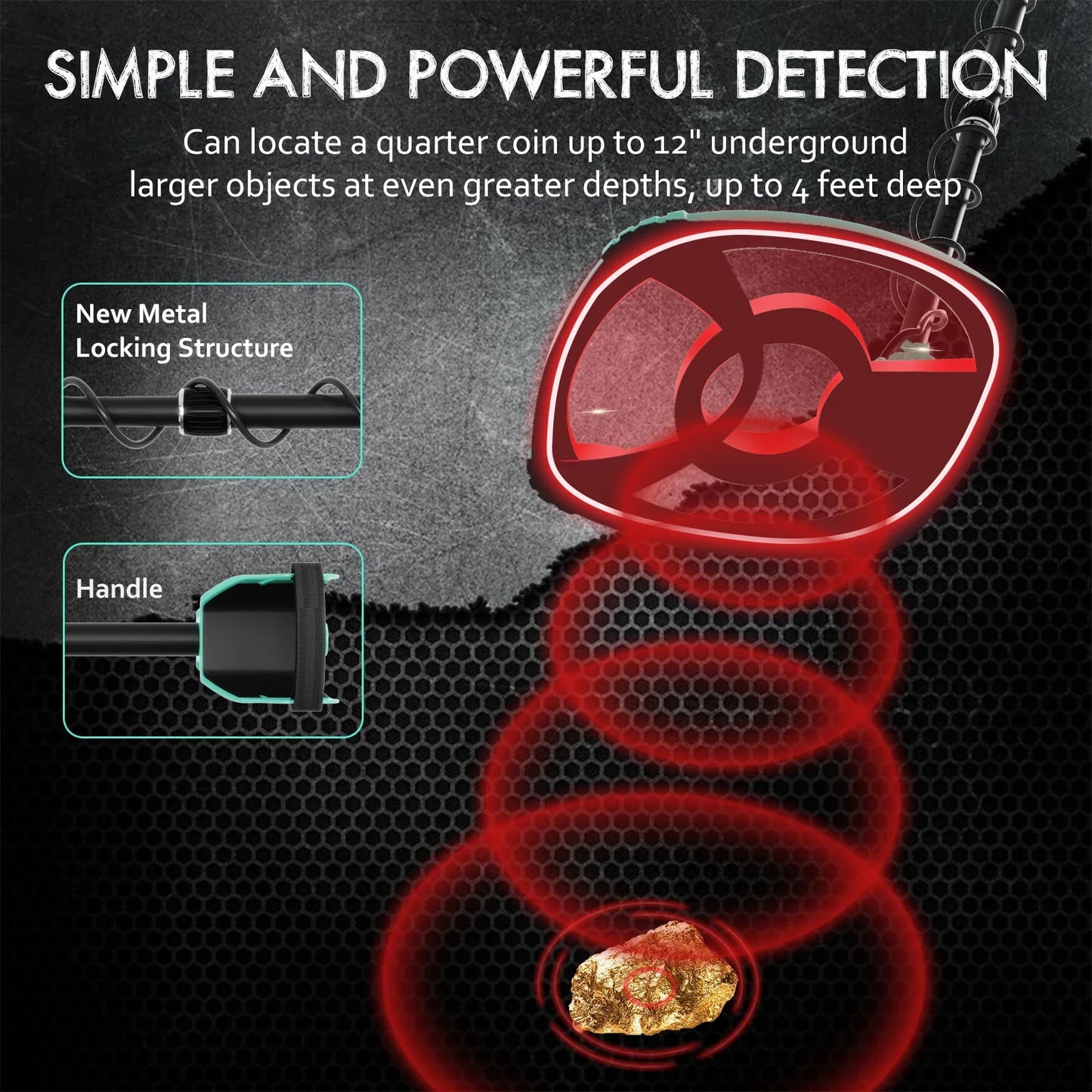 Underground Metal Detector Gold LCD Search Target ID Max Depth Treasure Hunting Pin Pointer Waterproof