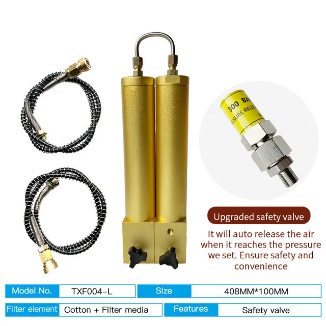 TUDIVING-4500Psi 300Bar High Pressure Filter Compressor Oil Water Separator