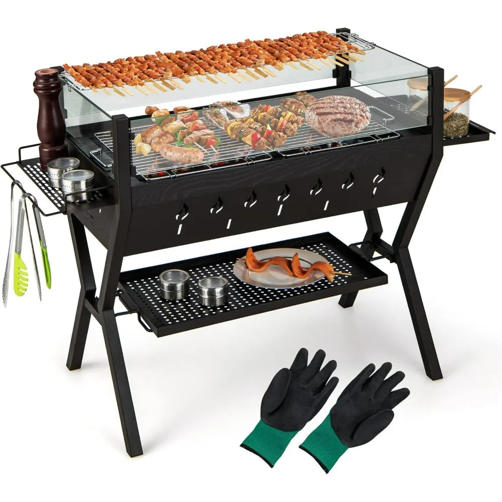 Charcoal Grill with Glass Wind Guard