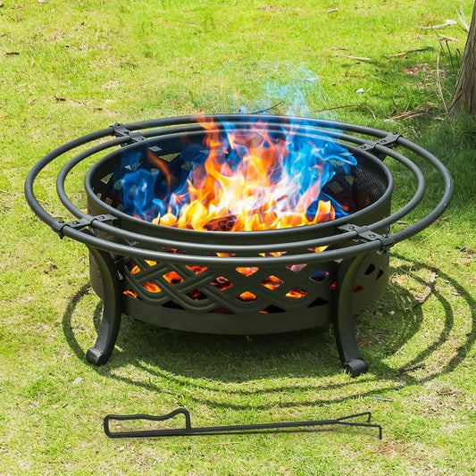 36 inch fire pit with 2 Loops, Crossweave Wood Burning Fire Pits