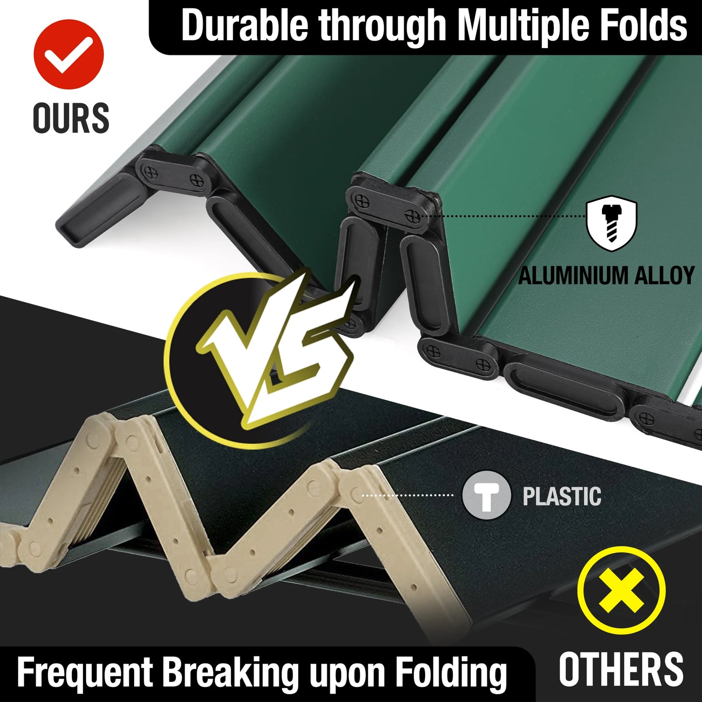 VILLEY Folding Camping Square Table with Carry Bag, Lightweight Aluminum Adjustable