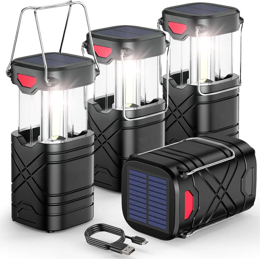 4 Pack Rechargeable Camping Lights - Solar/Battery LED