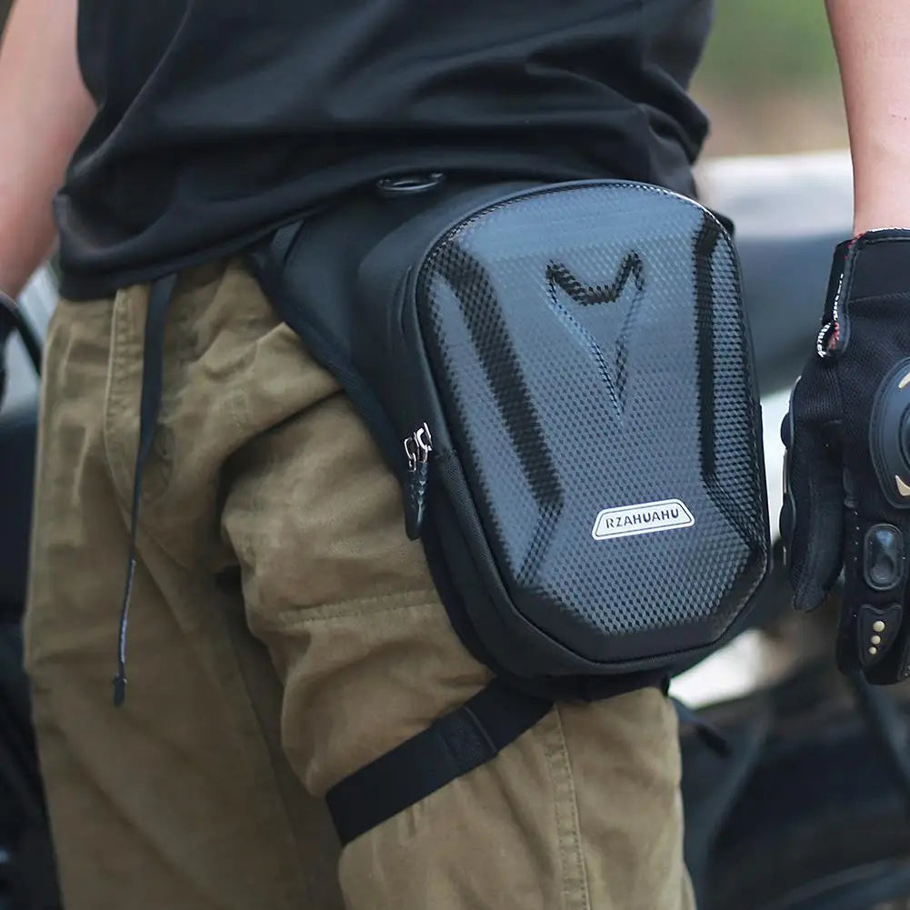 Motorcycle Drop Leg Side Bag EVA Polyester Hard Shell Waterproof Waist Bag