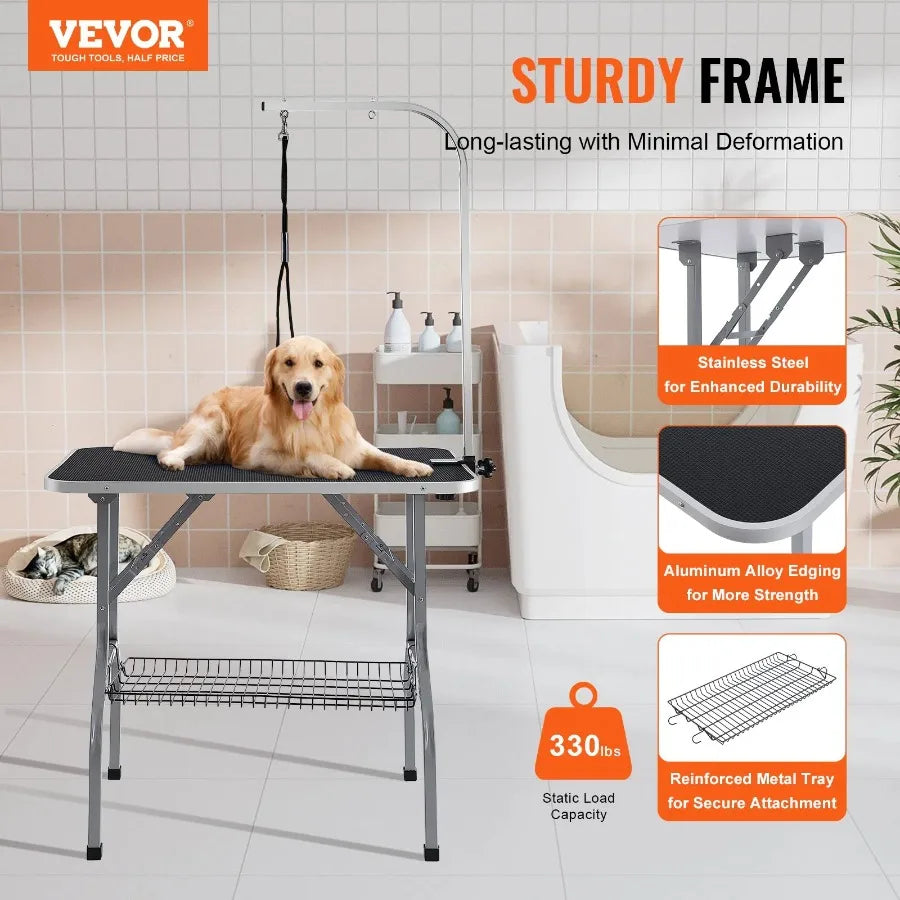 VEVOR Pet Grooming Table Arm with Clamp, 36''x24'' Dog Grooming Station