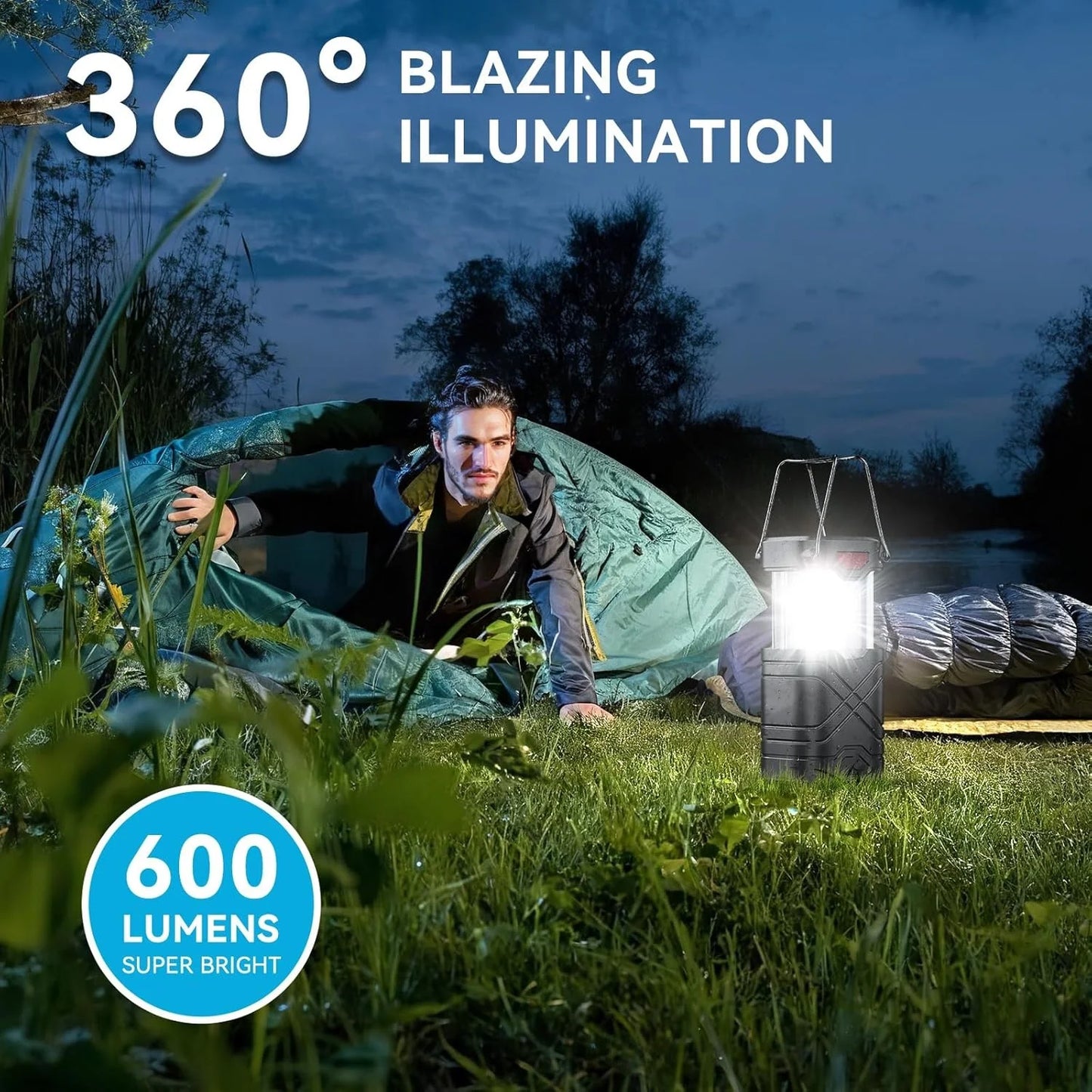 4 Pack Rechargeable Camping Lights - Solar/Battery LED
