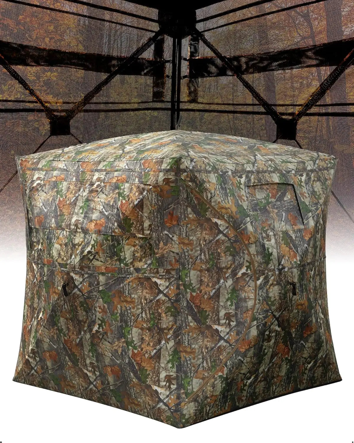 Outdoor Hunting Pop Up Ground Blinds for 4-6 People 116" 58" 66" with Windows and Silent Magnetic Door Lightweight Blinds