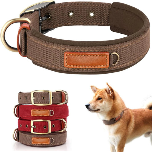 Convenient Red Neoprene Nylon Adjustable Dog Collar For Small/Medium Dogs
