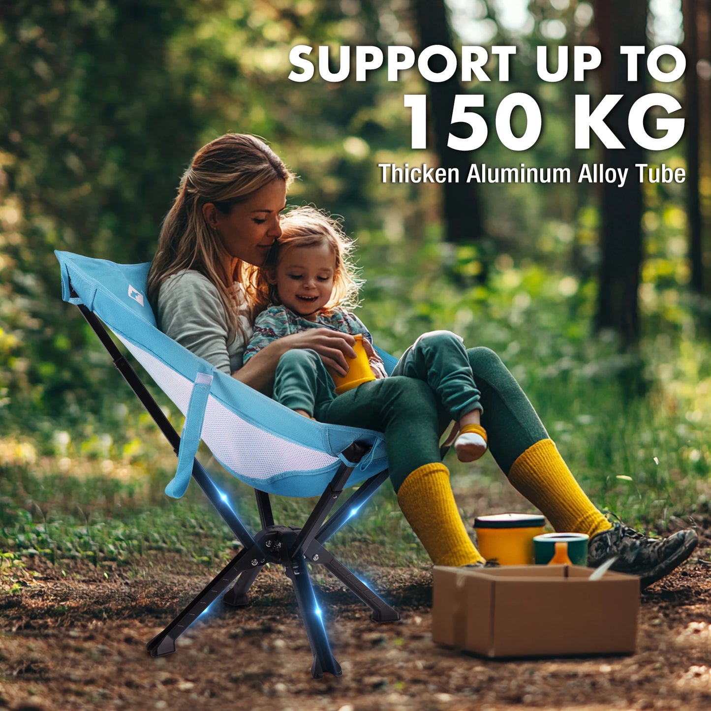 VILLEY Portable Folding Chair Lightweight Camping Chair No Assembly Needed, Quick Setup for Beach, Hiking, Supports 330 LBS