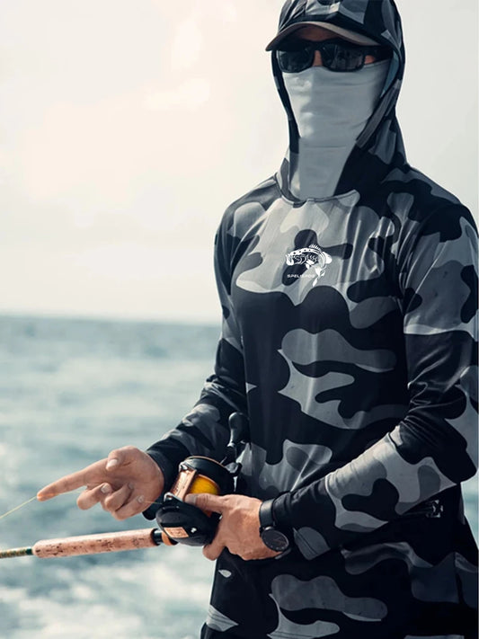 Fishing Hoodie Sailing Shirt Men Long Sleeve Sun Protection