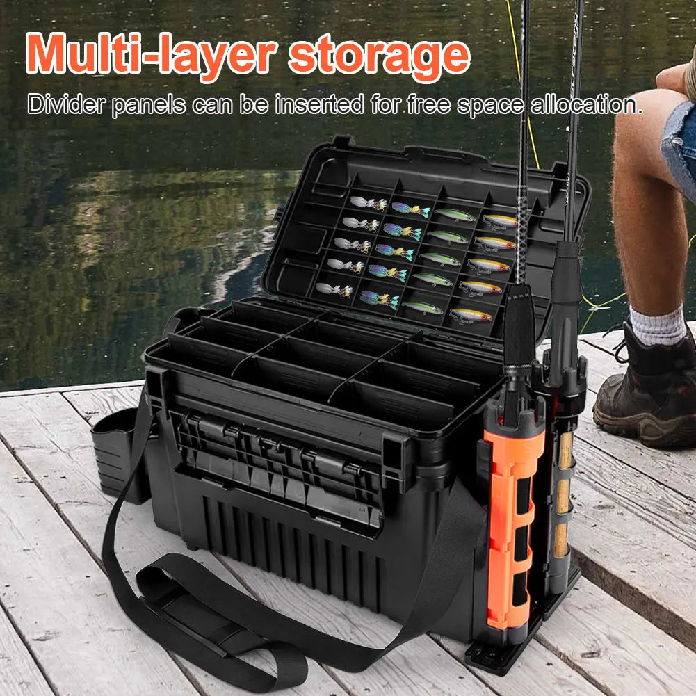 Multifunctional Portable Fishing Box 2 Tier Rod Barrel Holder