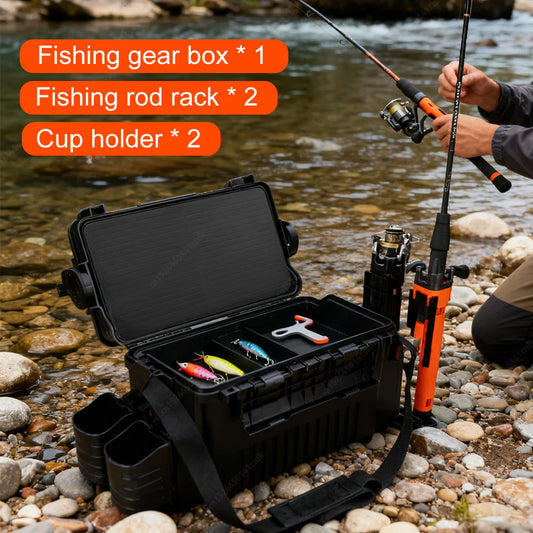 Multifunctional Portable Fishing Box 2 Tier Rod Barrel Holder