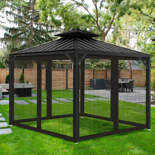 10' x 12' Outdoor Mesh Netting Screen 4-Panel Sidewall with Zipper