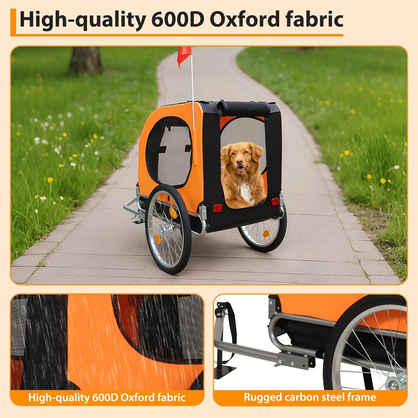 Large Dog Bike Trailer 88Lbs Capacity