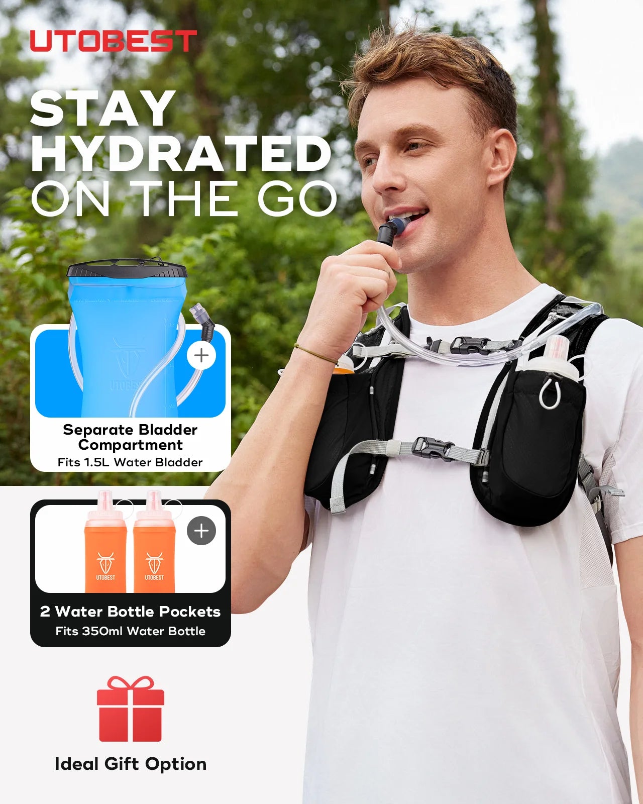 UTOBEST 2-Pack 5L Running Vest with 1.5L Hydration Reservoir Set