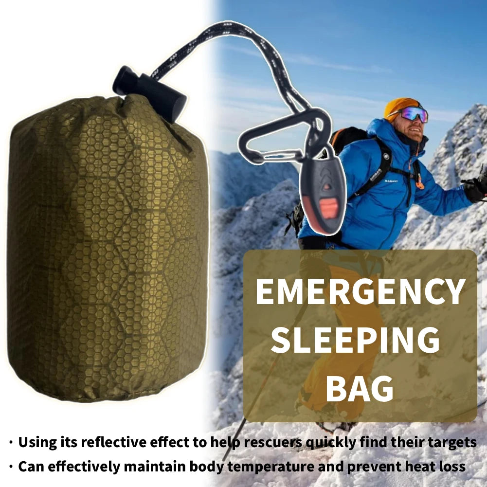 Emergency Thermal Sleeping Bag W/ PE Aluminum Film Portable Survival Blanket