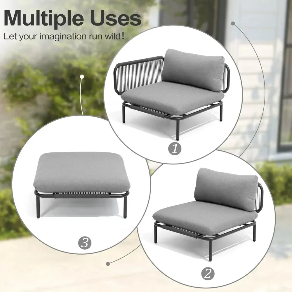 Oversized Outdoor Metal Patio Furniture Set 1-Seat Sofa