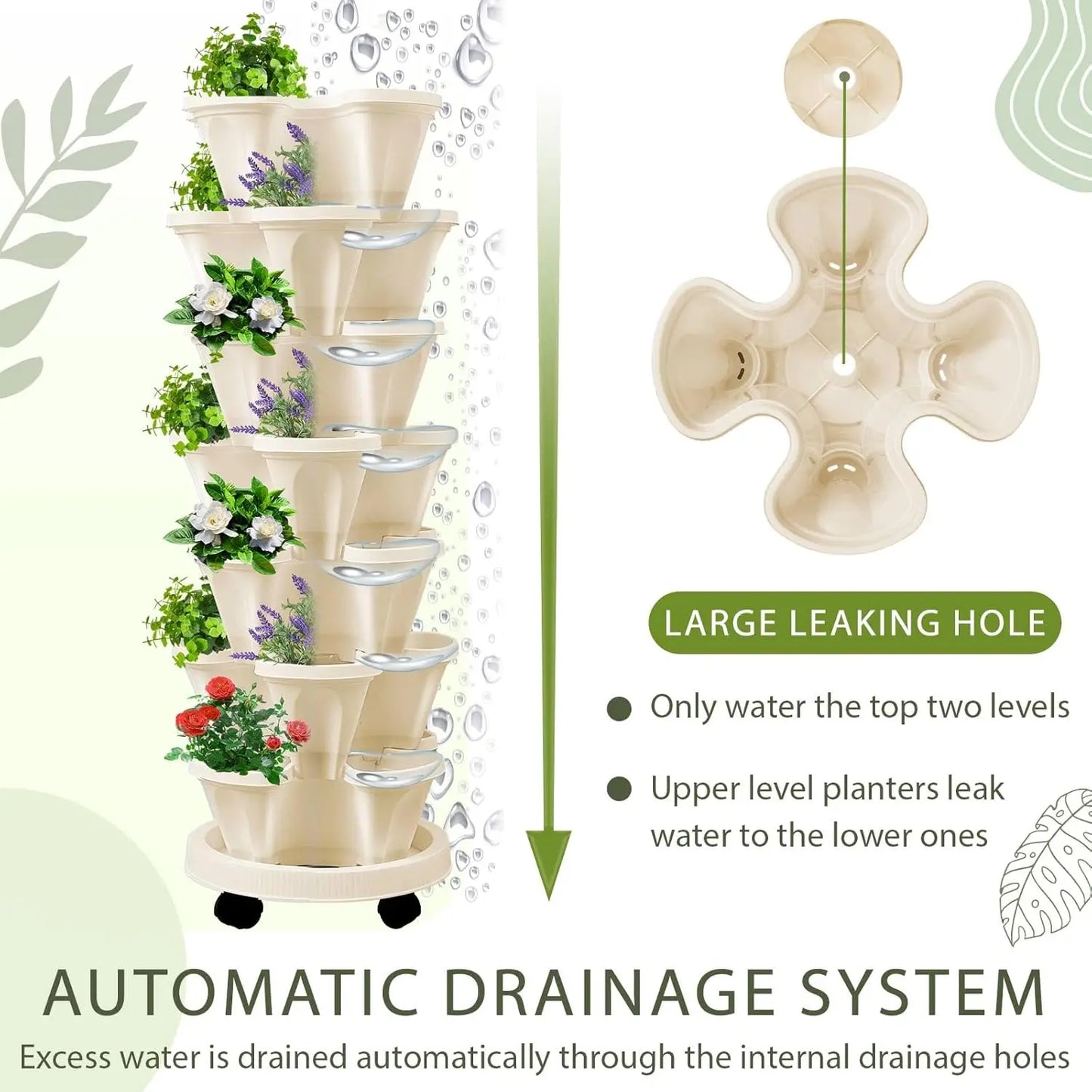 2 Set of 7 Tier Vertical Planter Stackable Tower Planters