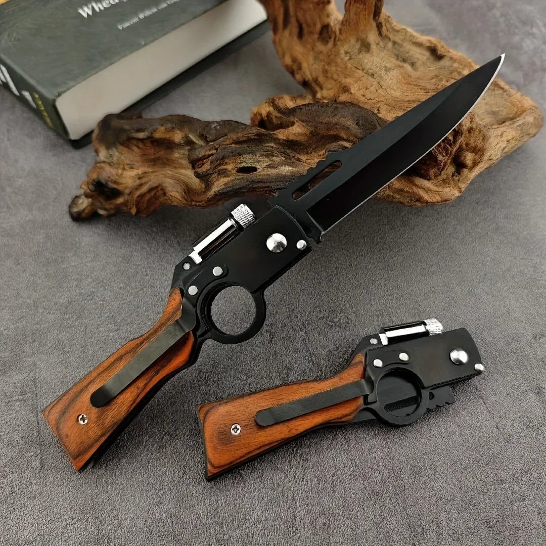 Portable Outdoor Folding Knife, Suitable for Camping, Barbecue, Fishing, Hiking, LED Light Knife, Pocket Clip, Safety Lock