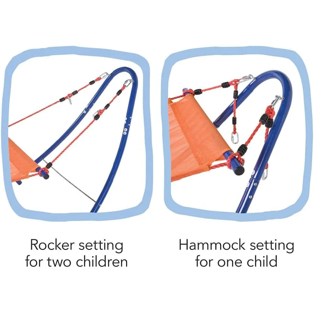 Rockin’ 2-in-1 Kids’ Adjustable Outdoor Rocking Hammock with Rubber Stoppers, 10¾'L x 4'W, Holds Up to 300 Lbs