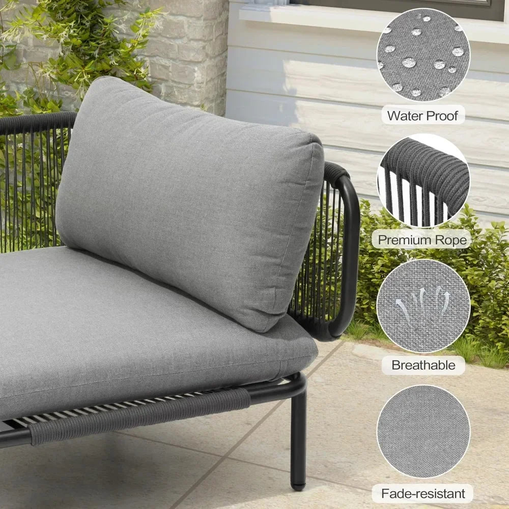 Oversized Outdoor Metal Patio Furniture Set 1-Seat Sofa