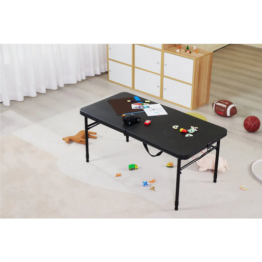40"L x 20"W Adjustable Height Half-Folding Table For Outdoor BBQs, Game Nights, Parties Or Tailgates