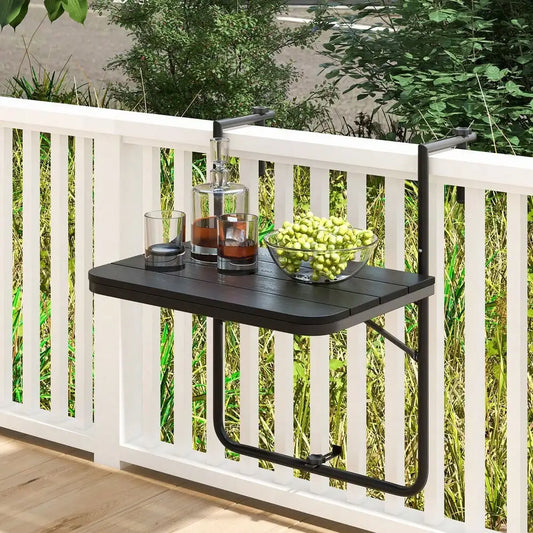 Outdoor Railing Table Folding Hanging 3-Level Adjustable Height
