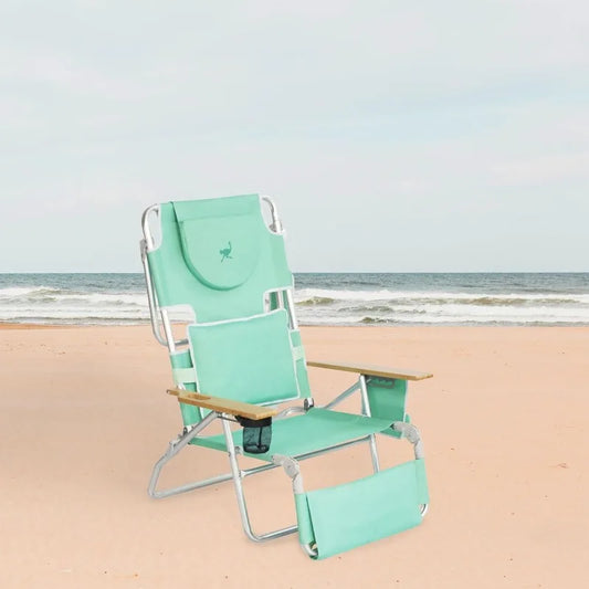 Ostrich Deluxe Reclining Lounge Chair, 3 In 1 Folding Outdoor Beach Lounger