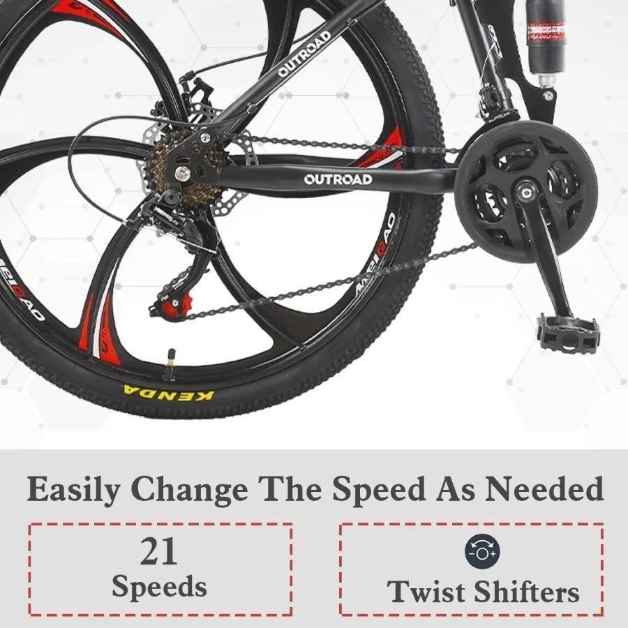 26 Inch Folding Mountain Bike with High Carbon Steel 21