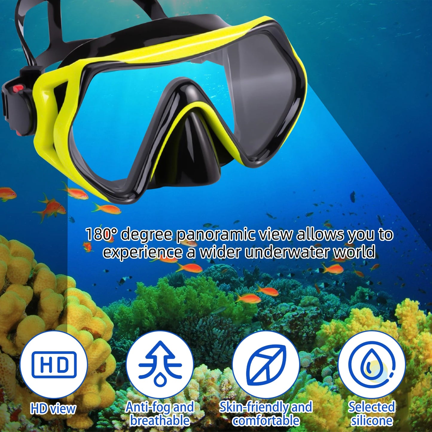 TUDIVING Portable Snorkeling Gear for Adults, Diving Mask Snorkel Diving Fins Three-Piece Set