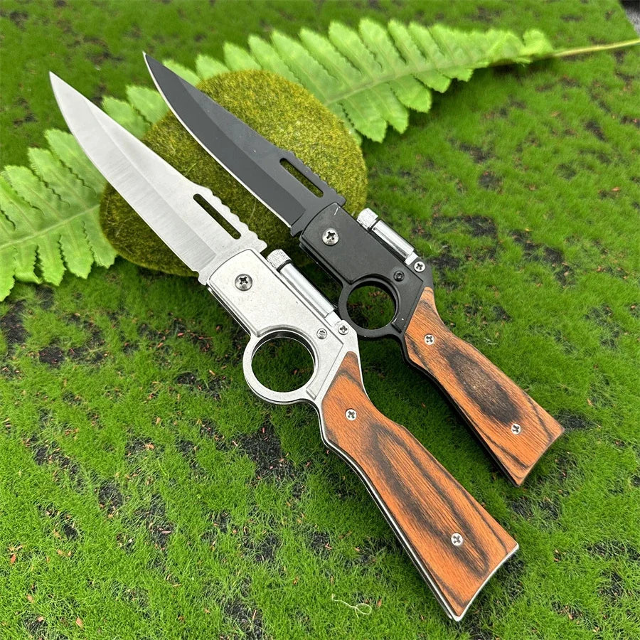 Portable Outdoor Folding Knife, Suitable for Camping, Barbecue, Fishing, Hiking, LED Light Knife, Pocket Clip, Safety Lock