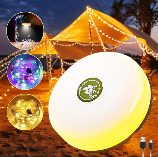 Rechargeable 32.8FT Camping String Lights  2 in 1 Quick Storage