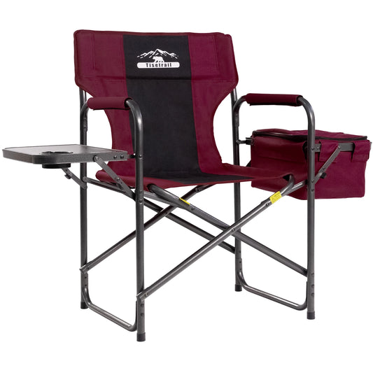 Tisetrail Director Camping Chair With Cooler Bag And Foldable Side Tray