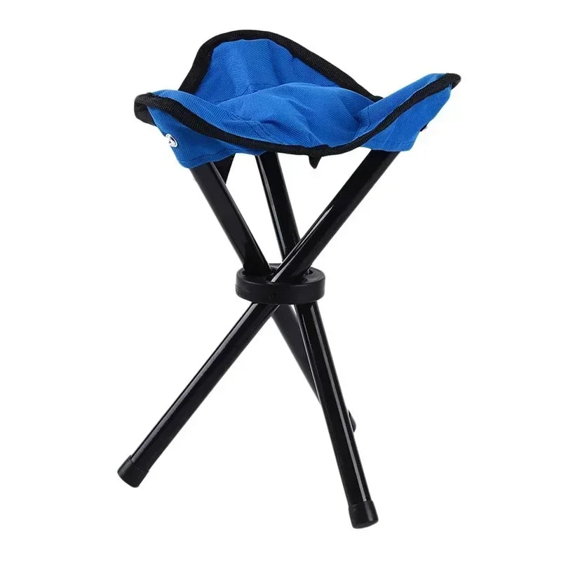 Portable outdoor camping chair, folding three legged stool