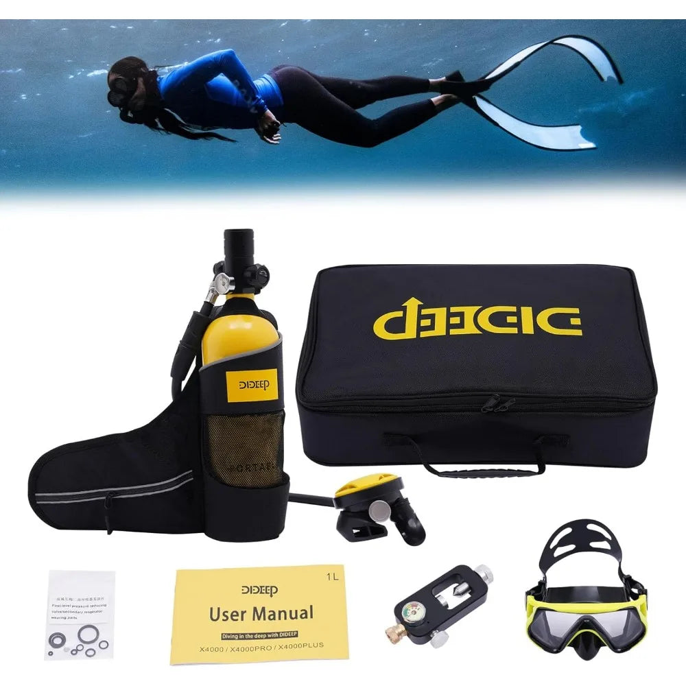 Mini 1L 0.9Qt Scuba Diving Tank 15-20 Minute Underwater Breath Device