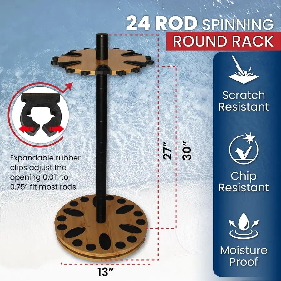 Creek Creations Fishing Rod Holder 360 Spinning Rack for Garage Organization and Storage