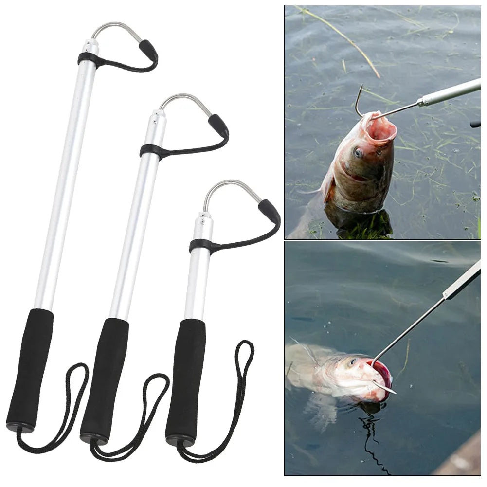 Ice Fishing Spear Hook with Barbs Scalable Fish Grip Metal Portable Fish Gaff for Outdoor Sea Boat Ice Fishing