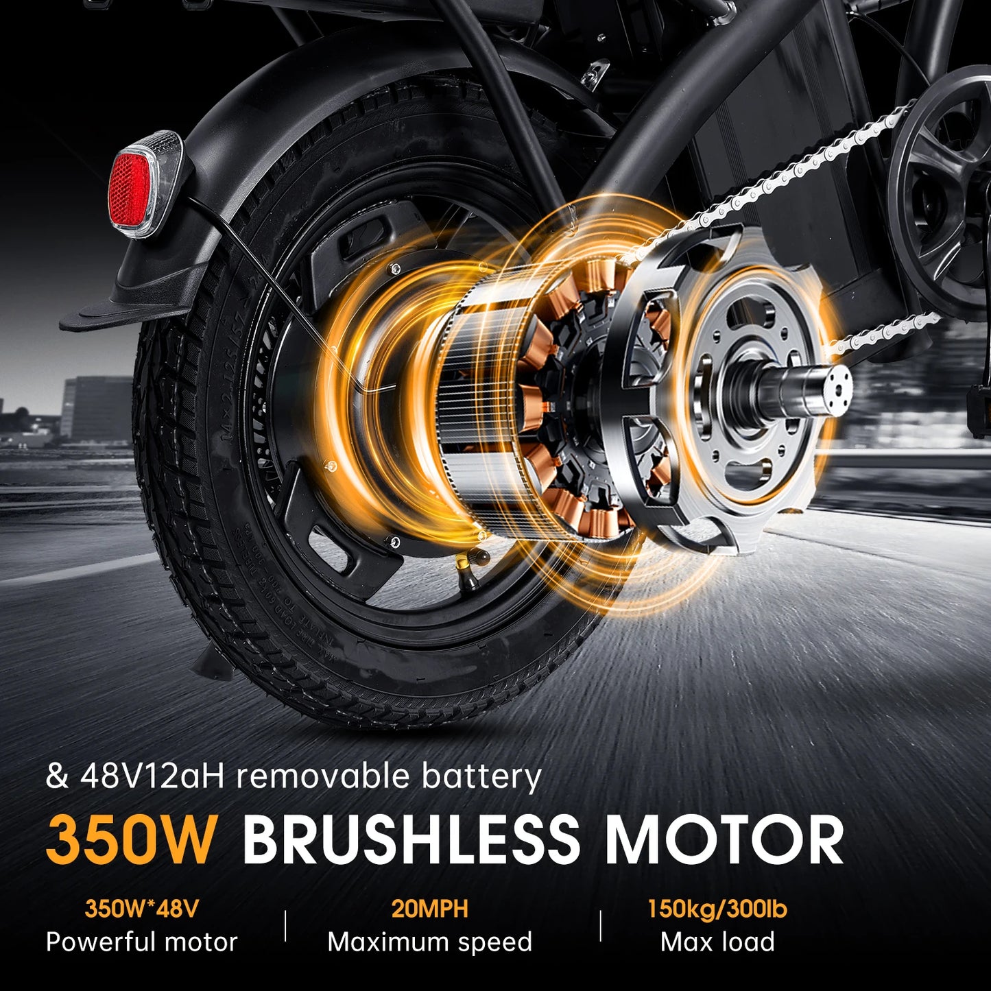 Folding Electric Bike for Adult With Basket 350W Foldable Electric Bicycle 48V 10.4AH Commuting Lightweight Cycling Escooter