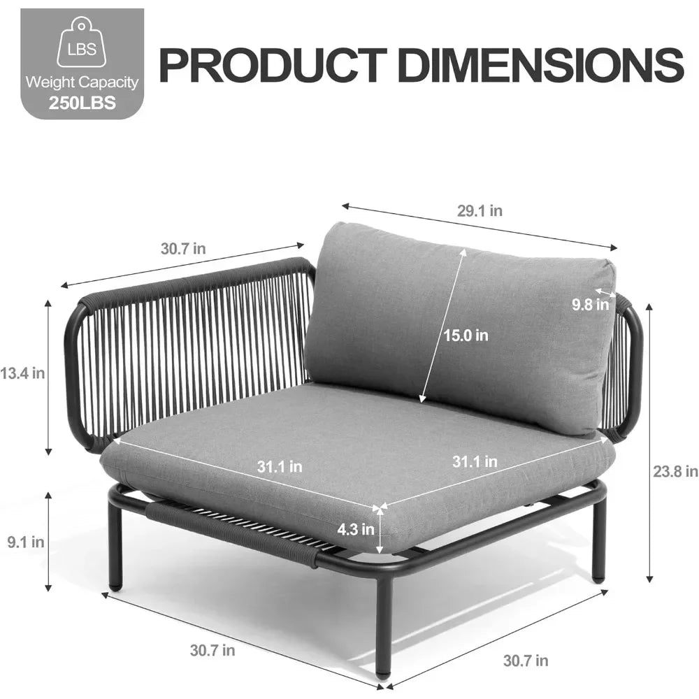 Oversized Outdoor Metal Patio Furniture Set 1-Seat Sofa