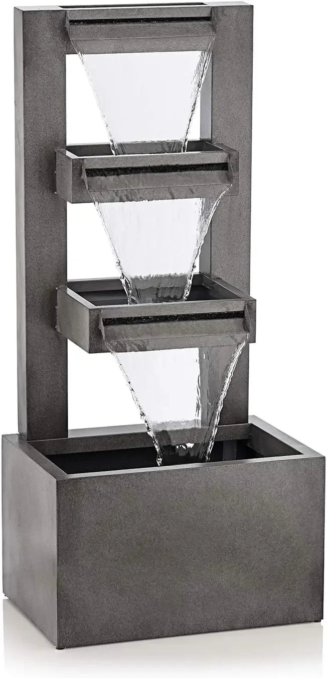 Popular.CPS182 Outdoor Floor Industrial Multi-Tiered Soothing Waterfall Fountain, 43", Gray