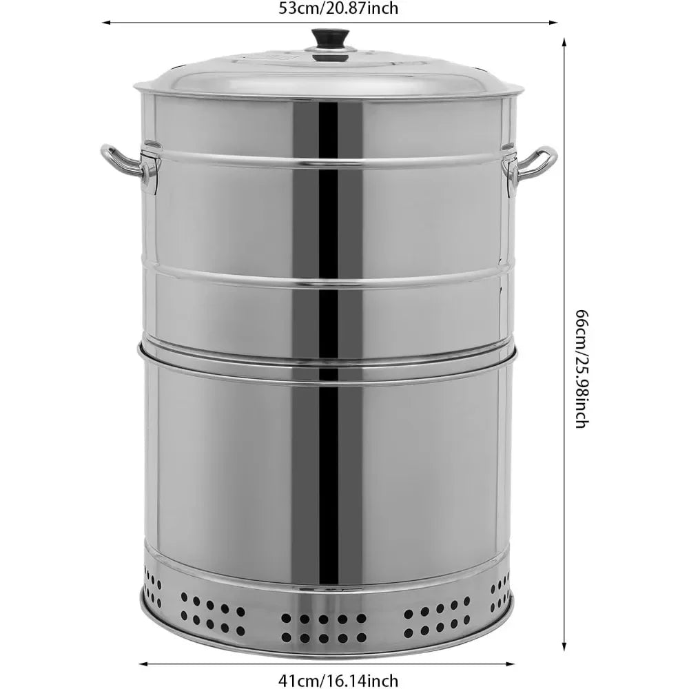 Large Portable Smokeless Charcoal Grill - 360° Stainless Steel BBQ Barrel with 50 Skewers