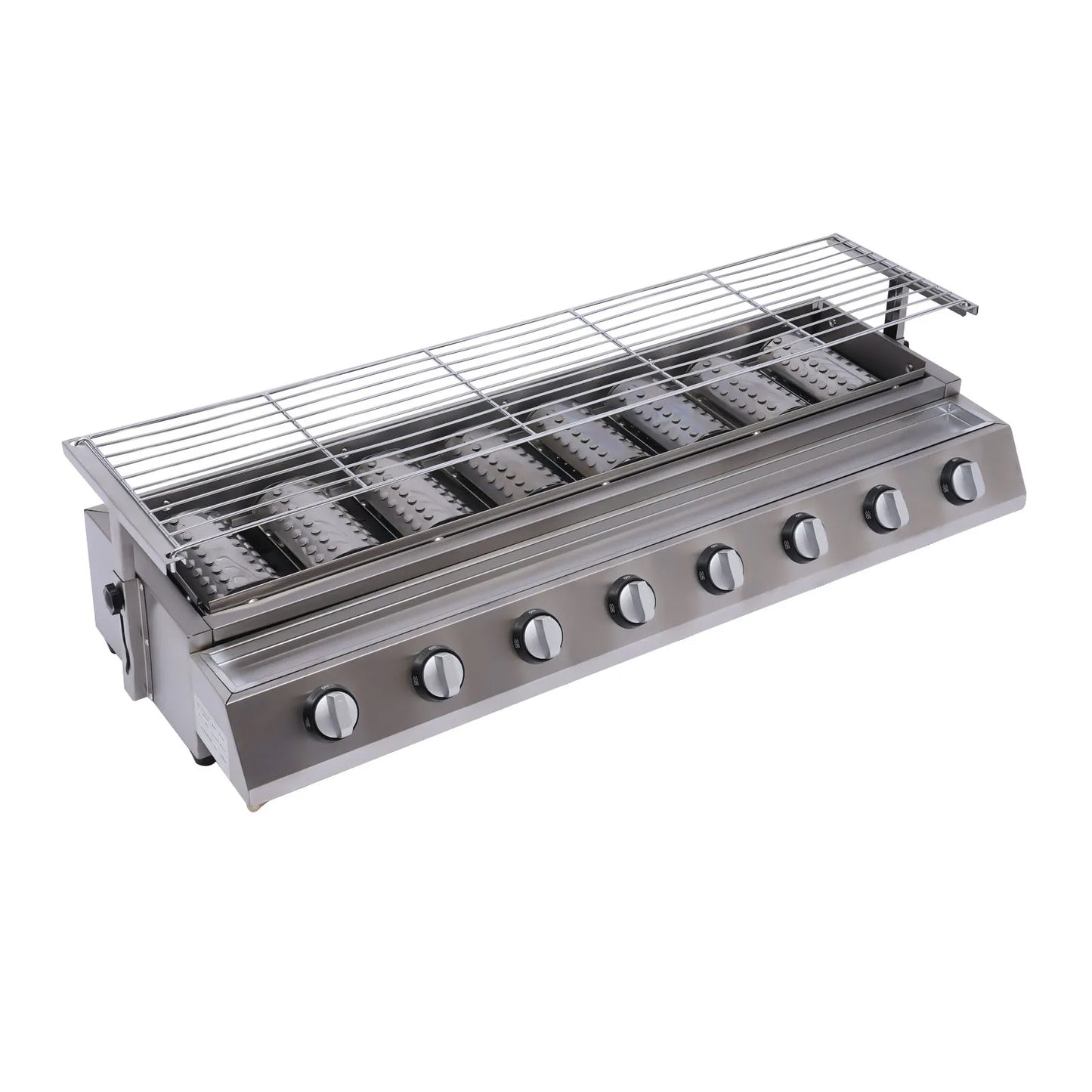 8-Burner Gas BBQ Grill, Stainless Steel, Adjustable Height, Portable and Easy to Clean