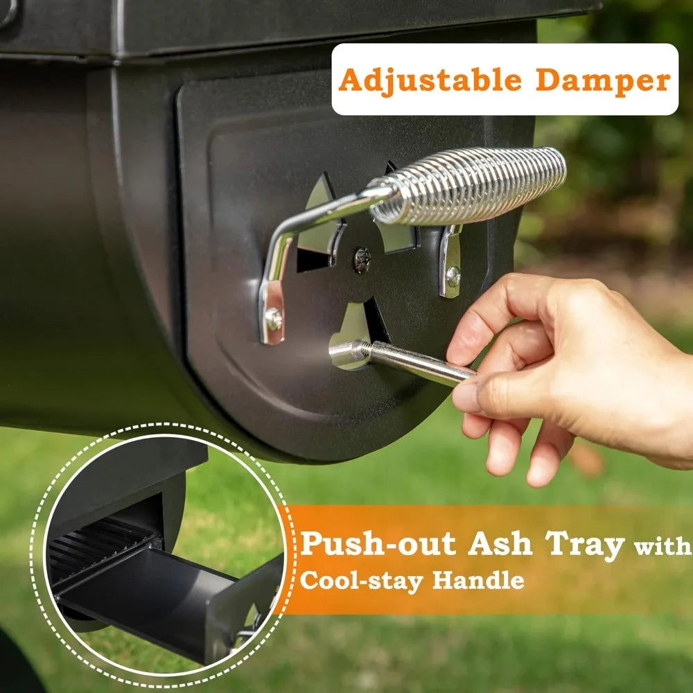 Heavy-Duty Charcoal Smoker Grills Extra Large Outdoor BBQ Gill with Offset Smoker