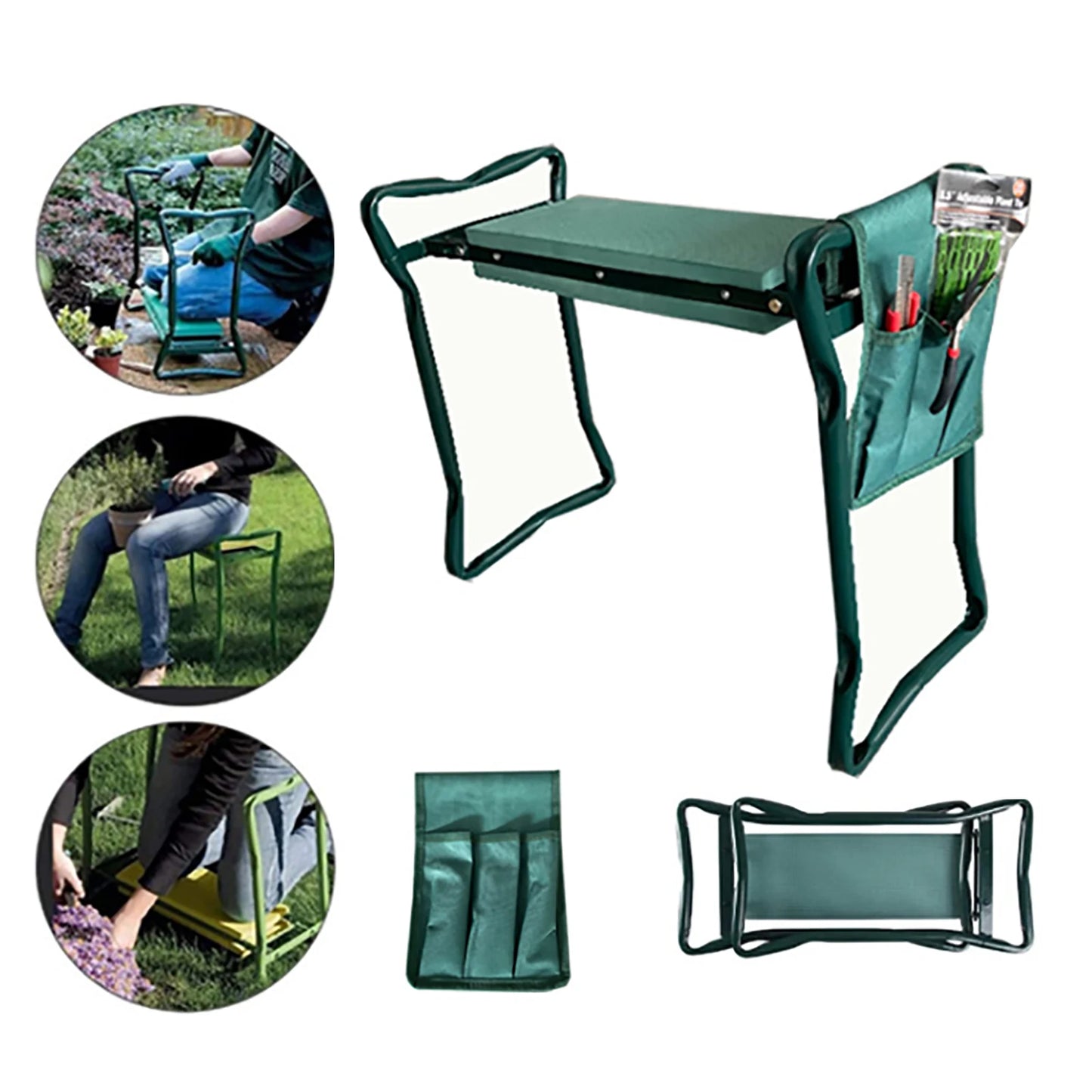Portable Garden Kneeler Soft Eva Cushion Seat W/ Pockets Multi-Functional