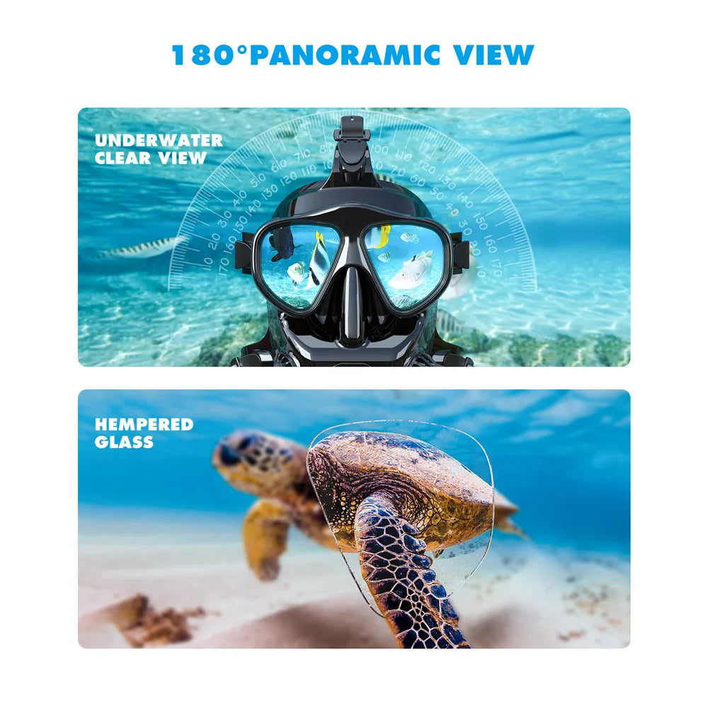 SMACO Full Face Scuba Diving Mask for Adults, Anti Fog Snorkeling Mask, Swimming Goggles, Snorkeling Gear, Freediving Snorkel