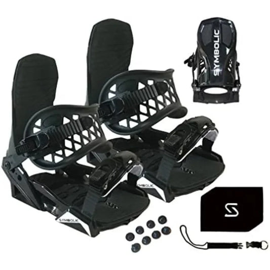 Symbolic Custom-Flow Black Snowboard Bindings & Leash & Stomp Pad Large-XL