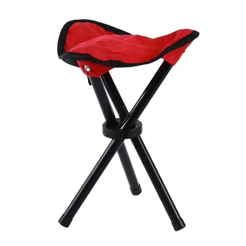 Portable outdoor camping chair, folding three legged stool