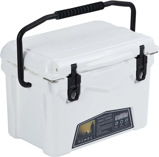 Portable Ice Cooler, Heavy Duty Ice Chest with Portable Cup Holder, Fish Ruler, Bottle Openers, Camping Cooler for Beach