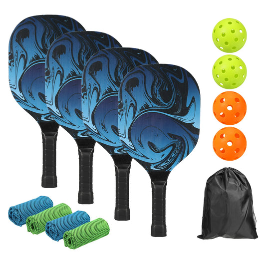 Pickleball Paddles Set with 4 Premium Wood Pickleball Rackets