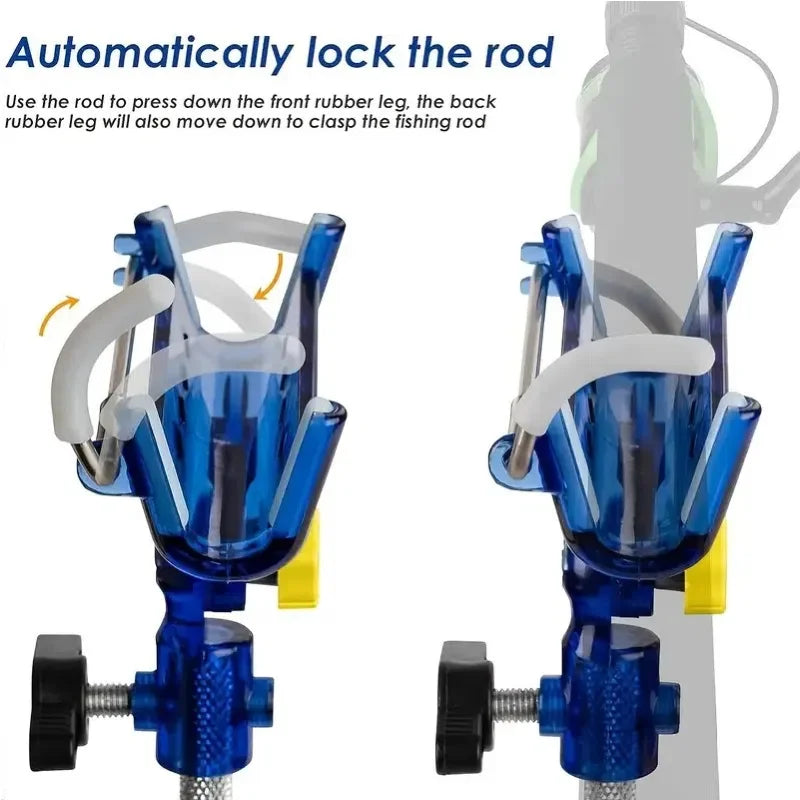 2-piece stainless steel fishing rod holder, 360° adjustable one-touch lock